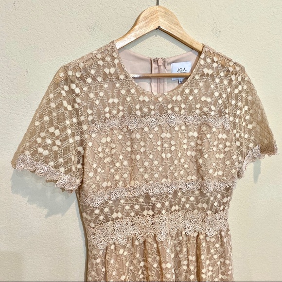 J.O.A. Lace Short Sleeve Blush Mini Dress - Picture 3 of 14